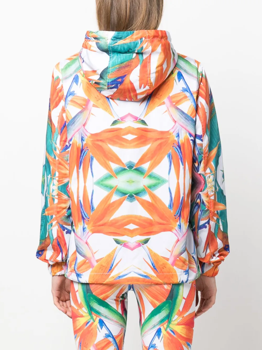 Plein Sport Floral-print Zipped Lightweight Jacket In White