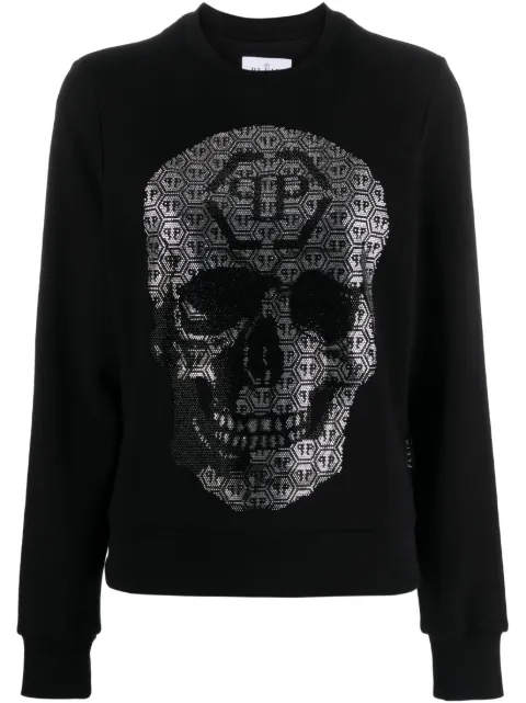 Philipp Plein 3D Skull-embellished cotton sweatshirt