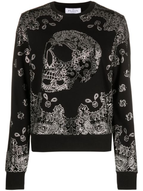 Philipp Plein skull-bandana cotton-blend sweatshirt