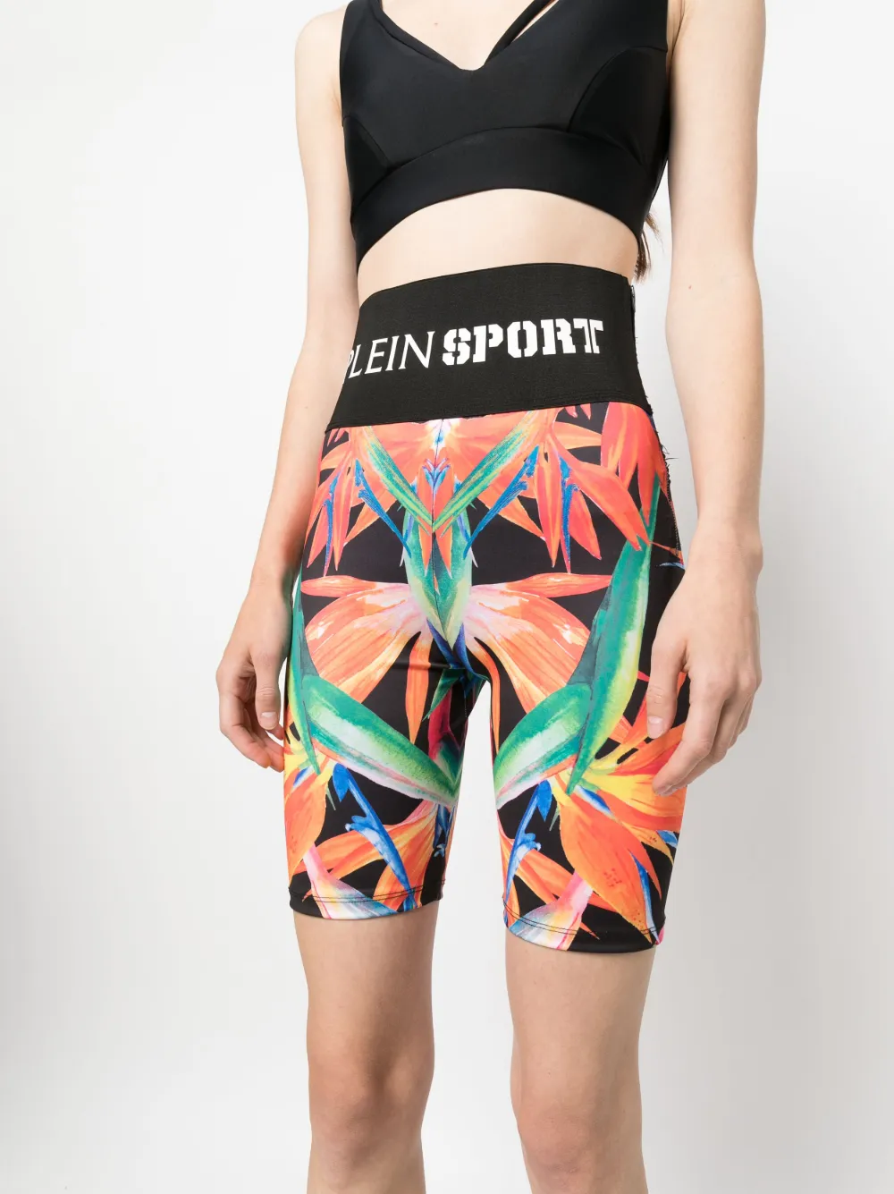 Plein Sport Graphic-print Cyclist Shorts In Schwarz
