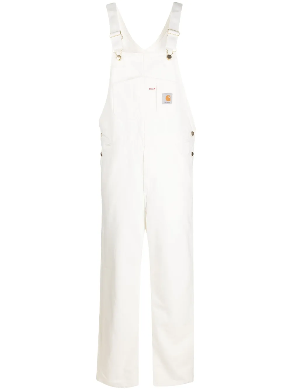 Carhartt WIP logo-patch straight-leg dungarees | White | Image 1