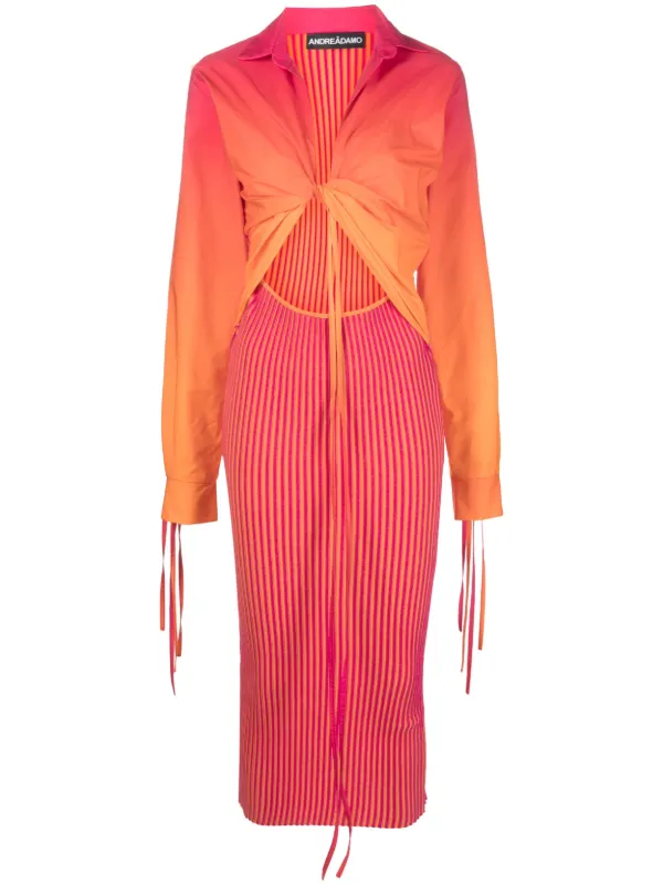 ANDREDAMO gradient-effect ribbed-knit Midi Dress | Pink | FARFETCH