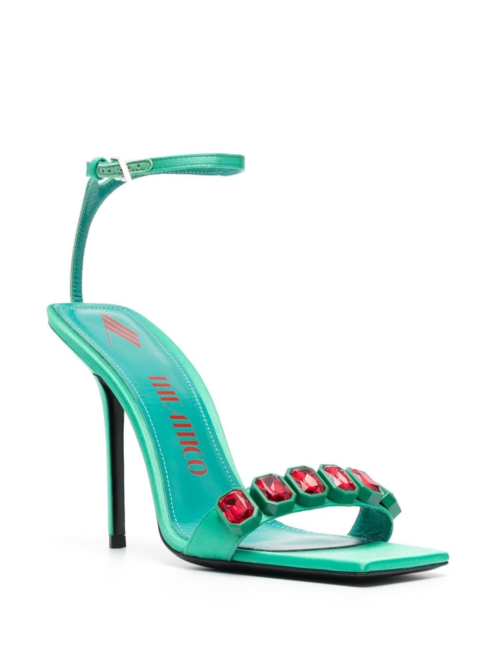 Shop Attico Sienna 120mm Crystal-embellished Sandals In Grün