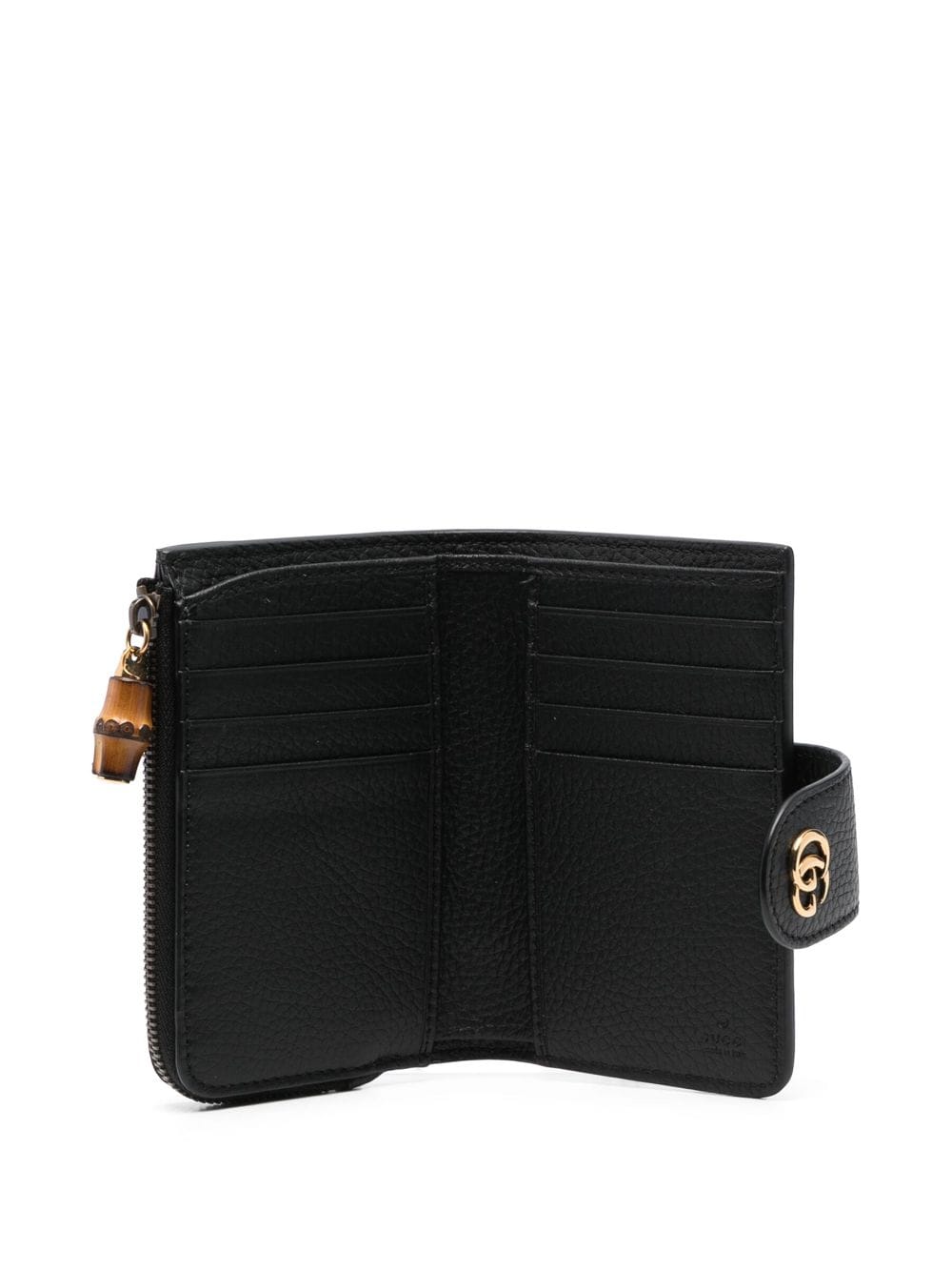 Shop Gucci Logo-plaque Grained-leather Wallet In Schwarz