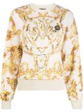 Plein Sport Baroque-print long-sleeved cropped sweatshirt - Neutrals