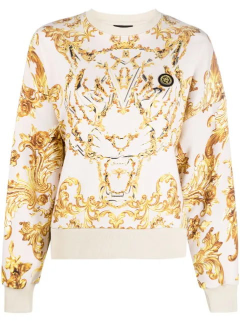 Plein Sport Baroque-print long-sleeved cropped sweatshirt