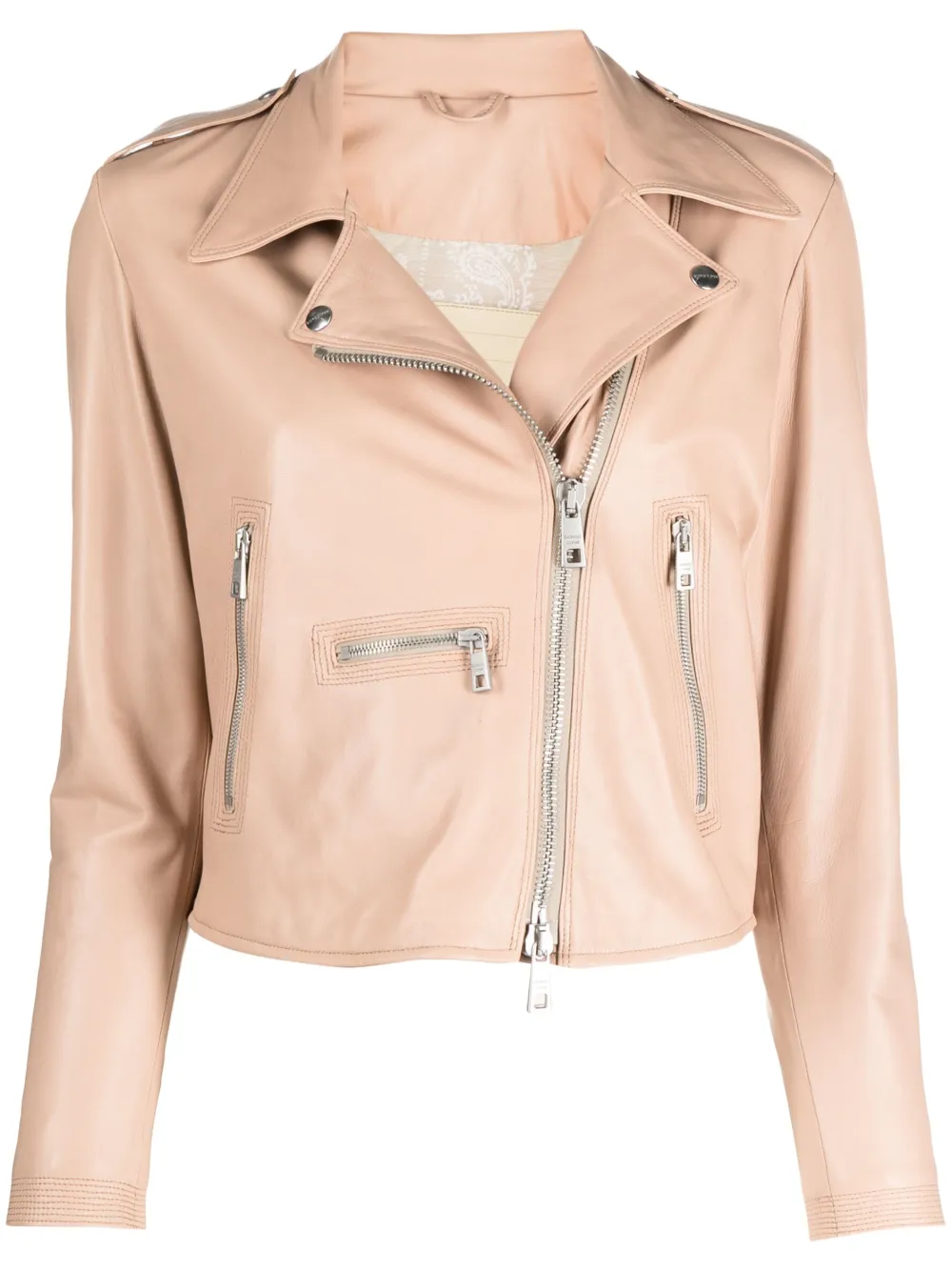 Giorgio Brato zip-up leather biker jacket - Neutrals