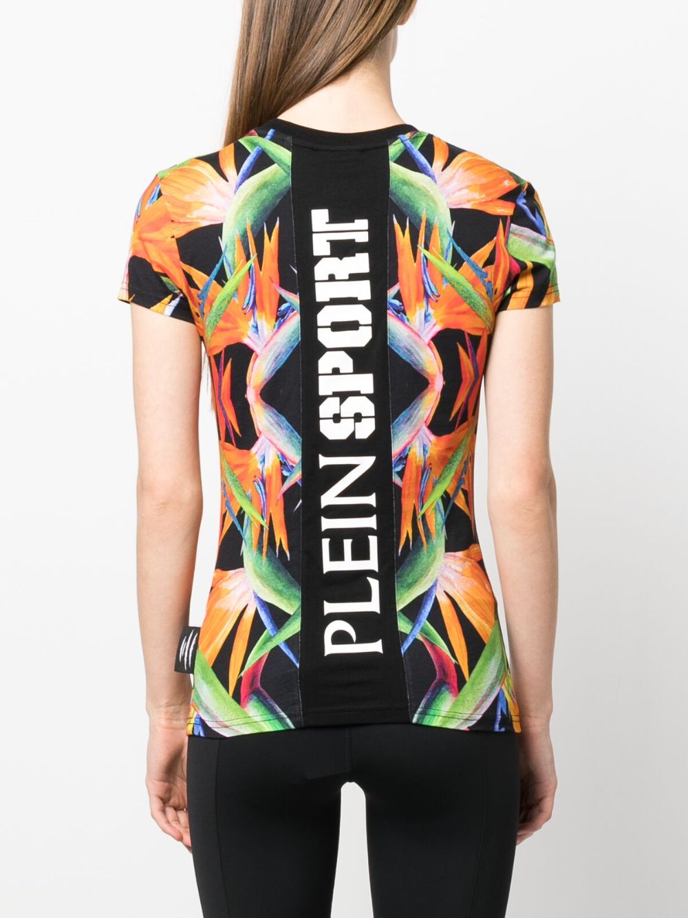 Shop Plein Sport Floral-print Short-sleeved Cotton T-shirt In Black