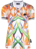 Plein Sport floral-print cotton polo top - White