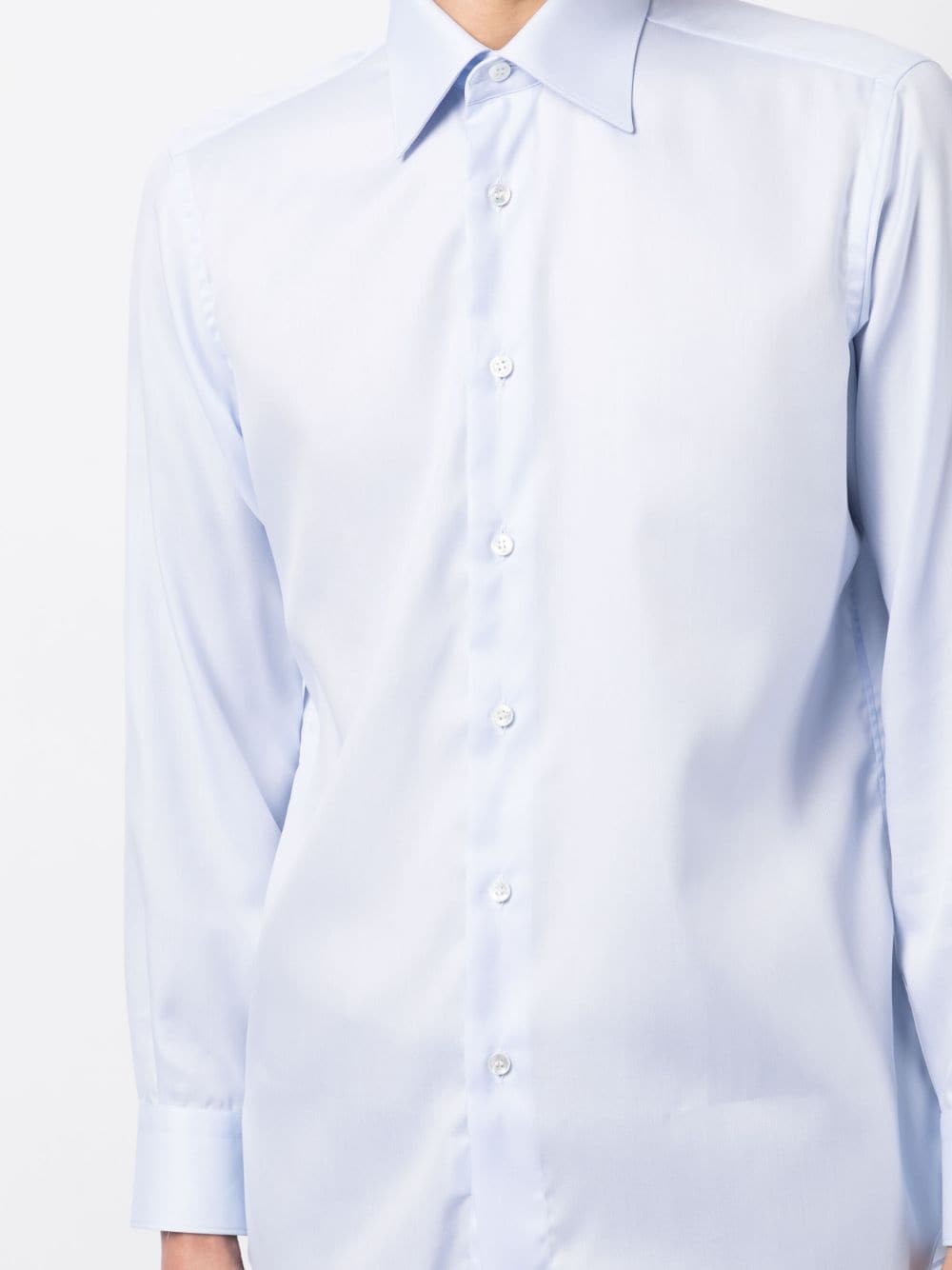Shop Brioni Long-sleeve Cotton Shirt In Blue
