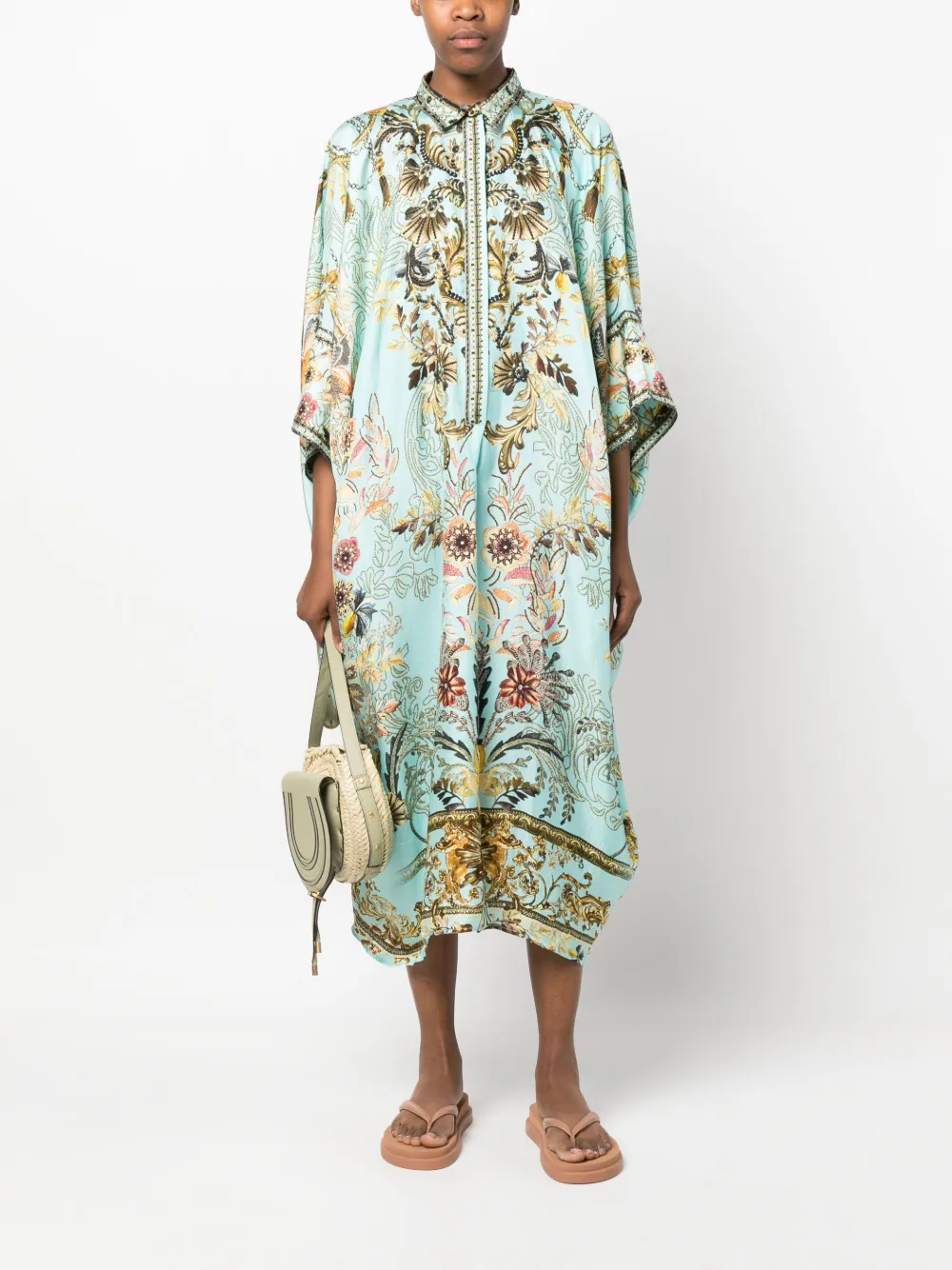 Camilla Midi-jurk met barokprint - Blauw