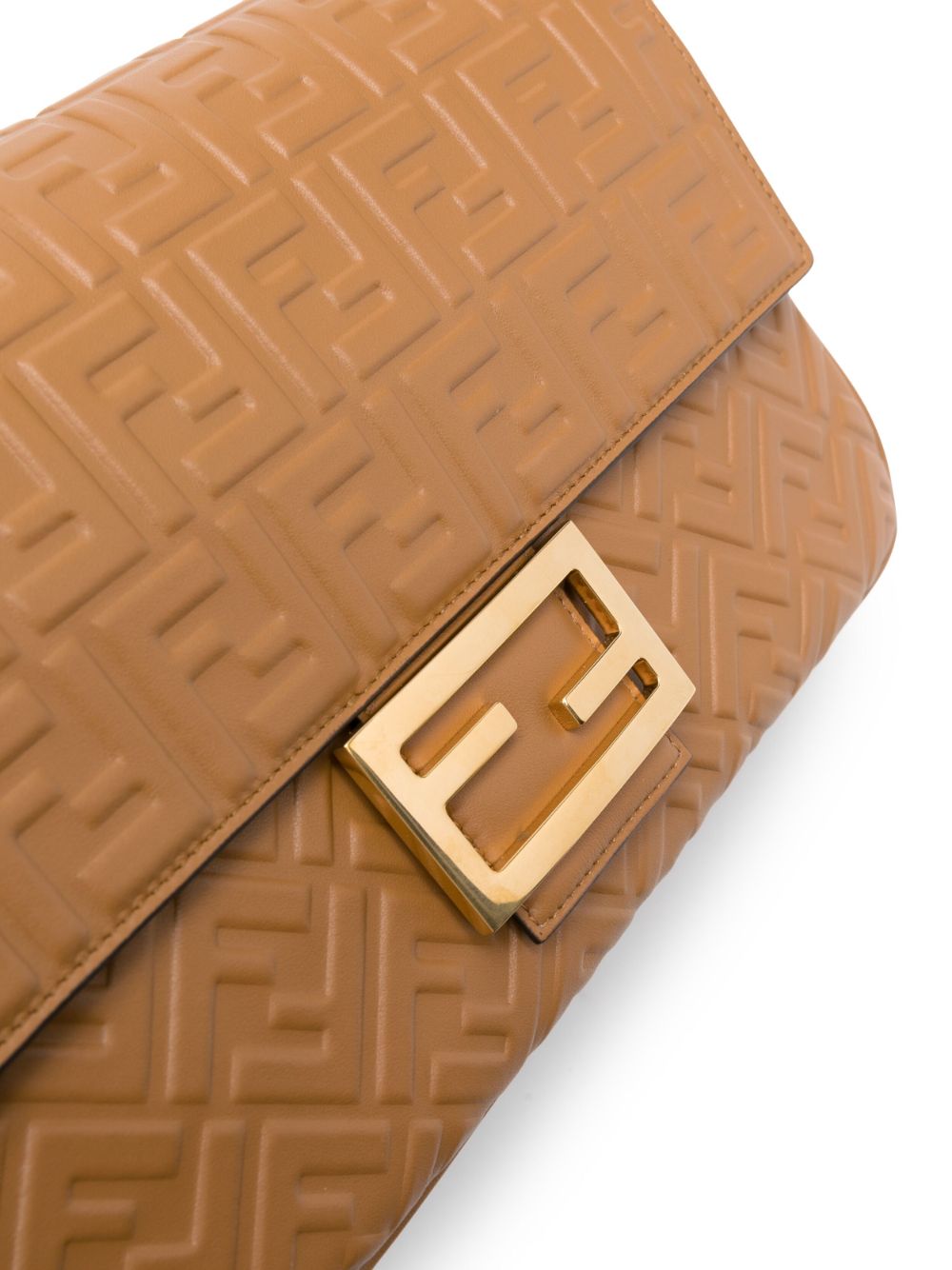 Shop Fendi Logo-embossed Leather Shoulder Bag In Brown