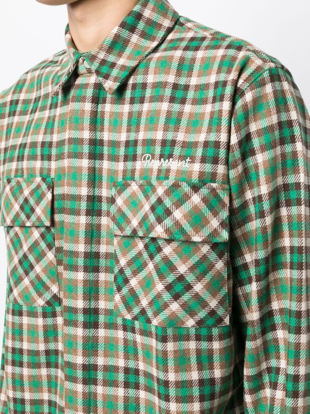 Shop Represent Plaid-check Print Shirt In Green