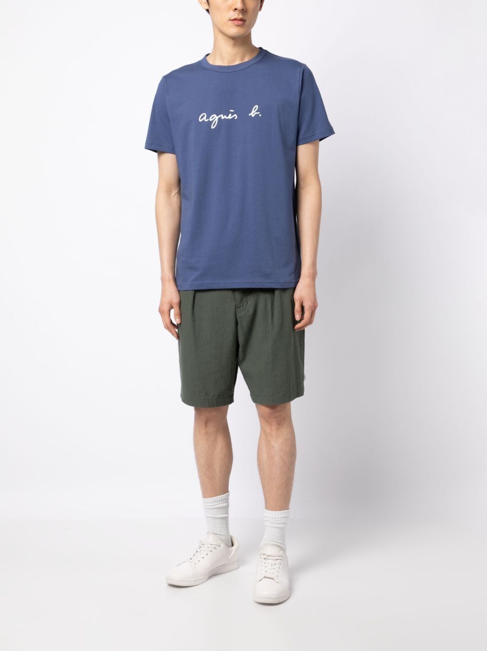 Shop Agnès B. Logo-print Cotton T-shirt In Blue