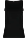 agnès b. Leopard boat-neck tank top - Black