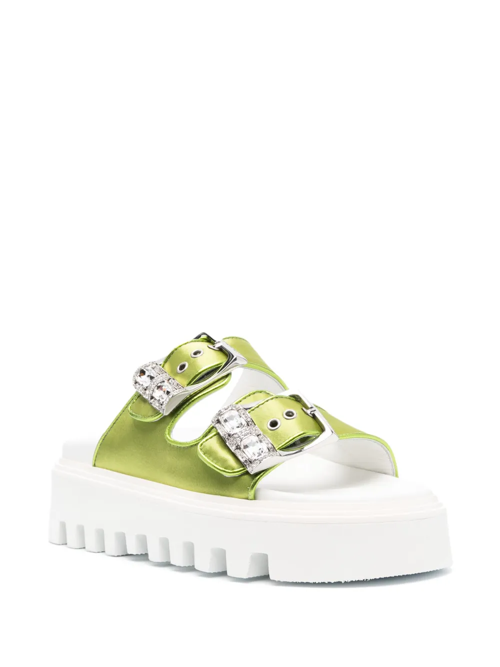 Casadei Satijnen slippers - Groen