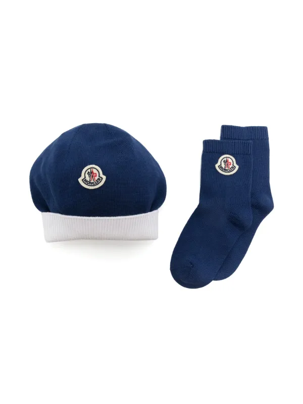 Moncler Enfant Conjunto Com Gorro e Par De Meias | Azul | FARFETCH BR