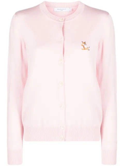 Maison Kitsuné - logo-patch fine-knit cardigan