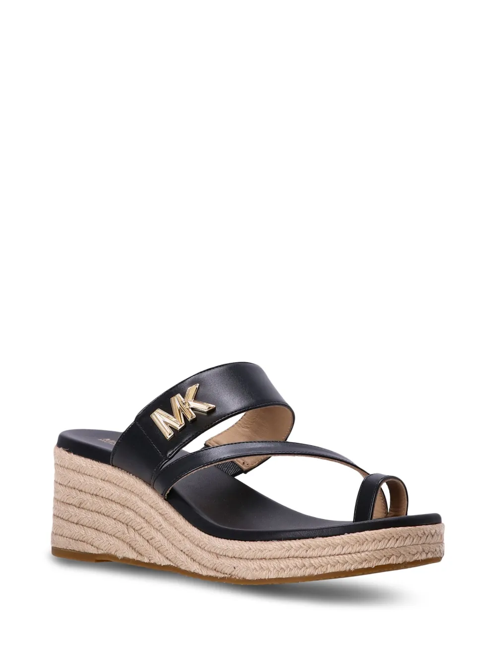 Shop Michael Michael Kors Jilly Logo-lettering Wedge Sandals In Schwarz