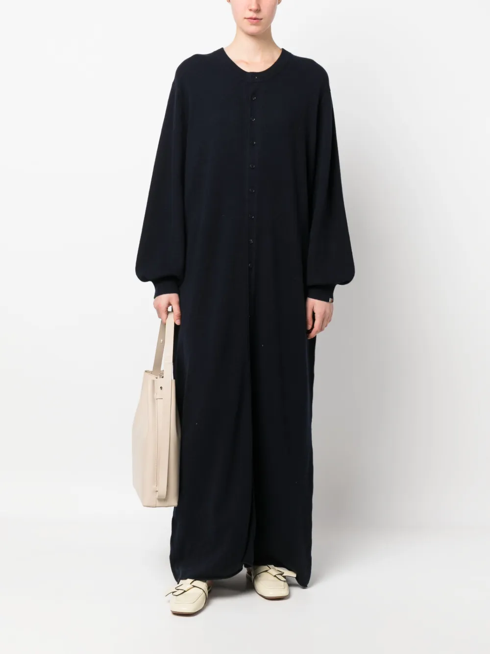 extreme cashmere Nº281 maxi-jurk met knopen - Blauw