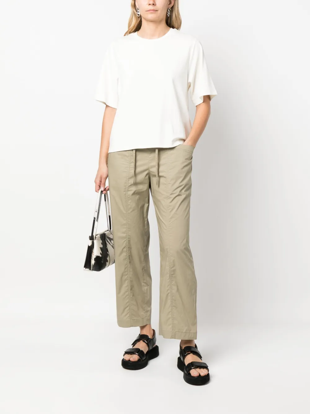 Bimba y Lola poplin-texture cropped trousers - Groen