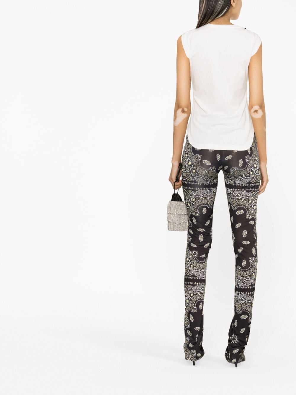 Shop Attico Paisley-print Flared Trousers In Schwarz