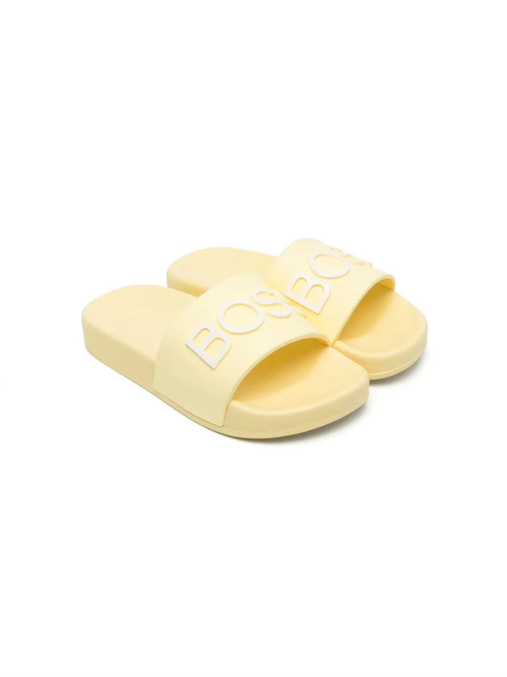 BOSS Kidswear embossed-logo rubber slides - Yellow