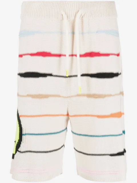 BARROW intarsia-knit logo striped shorts