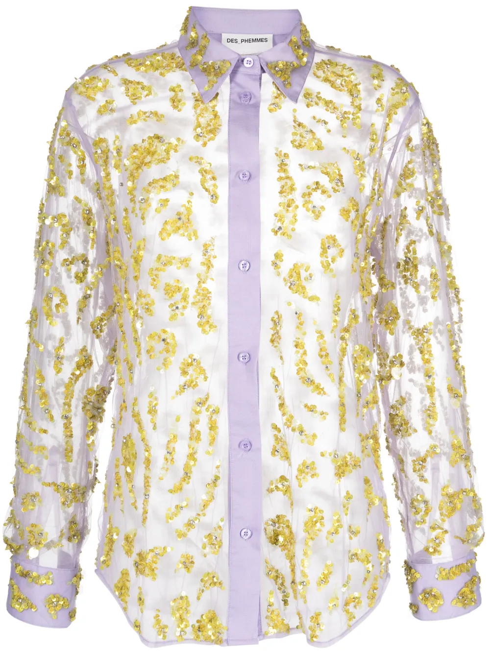 DES PHEMMES sequin-embellished sheer shirt
