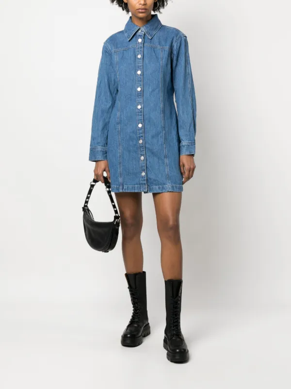 Ganni kress soft denim dress sale