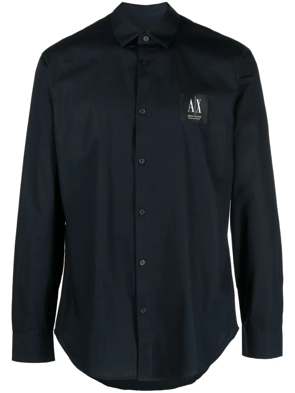 Armani Exchange logo-patch cotton shirt - Blue