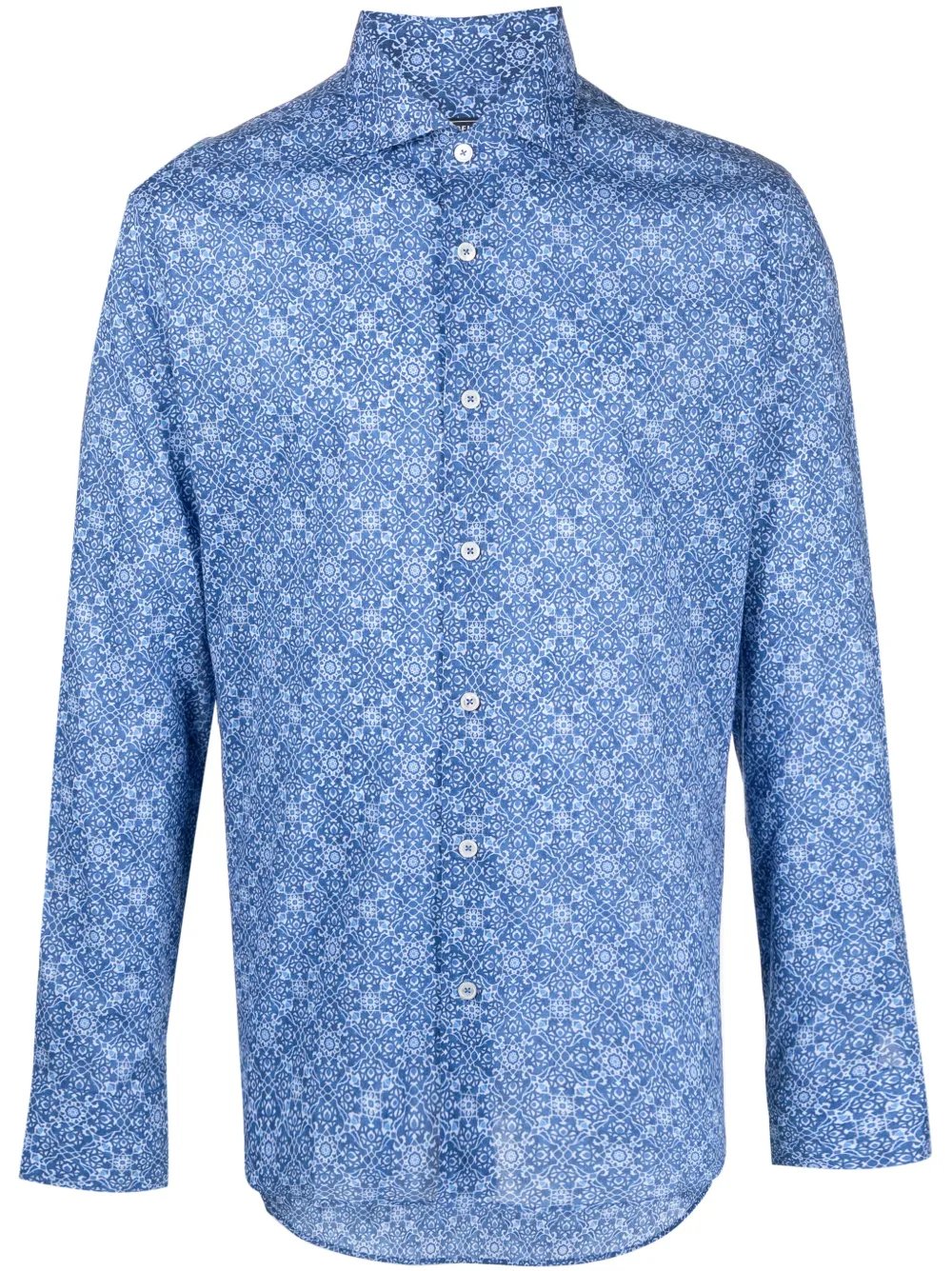 Fedeli graphic-print stretch-cotton shirt - Blue
