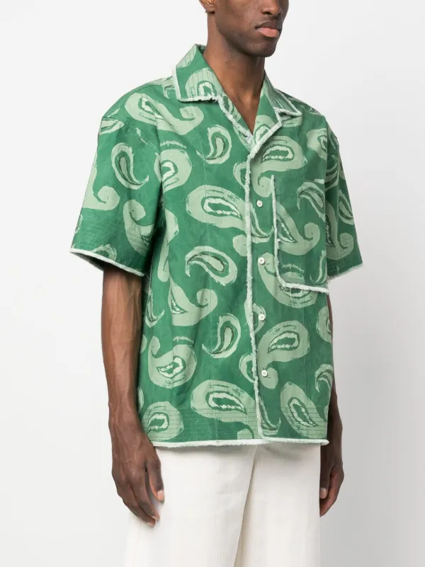 Jacquemus Artichaut paisley-print frayed-edge Shirt | Green | FARFETCH