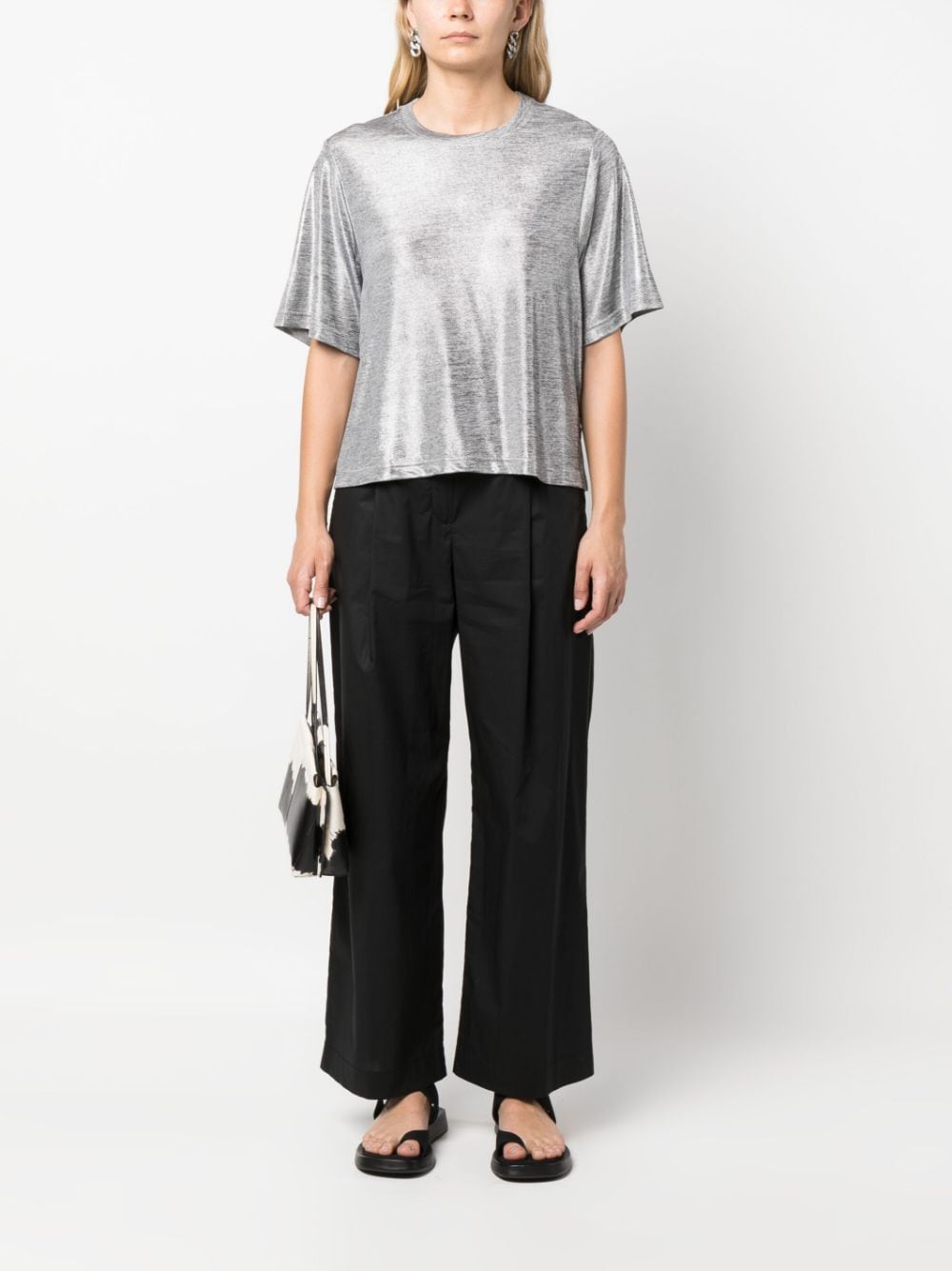 Bimba y Lola metallic-finish short-sleeve T-shirt - Zilver