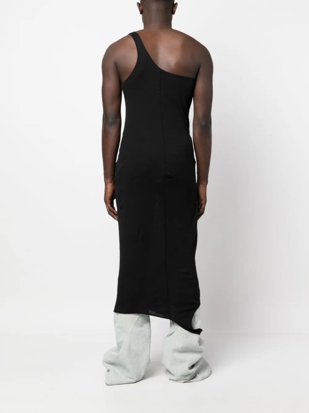 Shop Rick Owens Double Ziggy Cotton Tank Top In Black