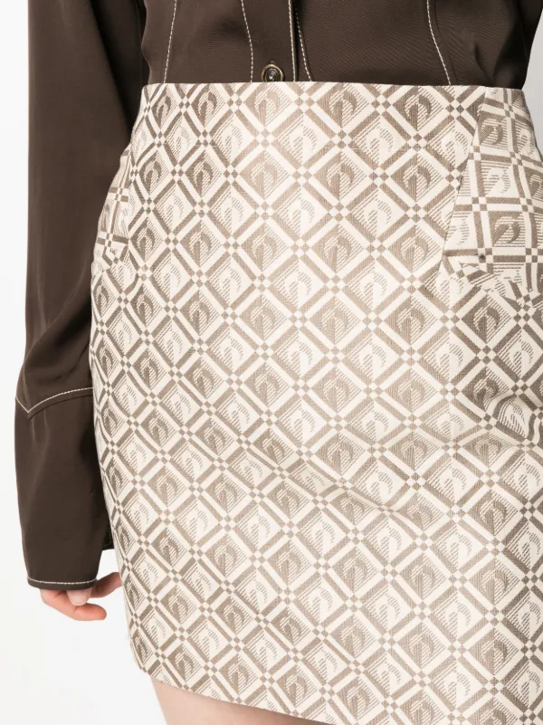 Marine Serre Moon Diamant Jacquard Miniskirt | Neutrals
