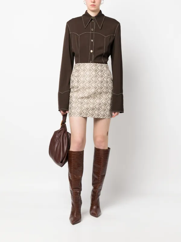 ★Marine Serre★Moon Diamant Skirt コットン混 ミニスカート Marine Serre Moon Diamond-jacquard Mini Skirt | Black