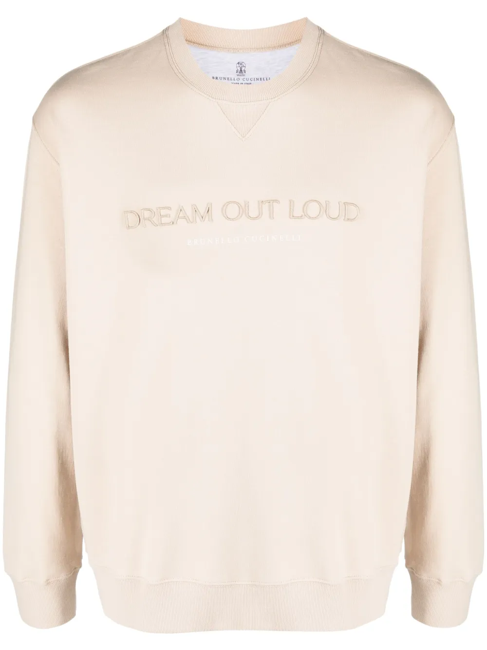 Brunello Cucinelli embroidered slogan-design sweatshirt - Neutrals