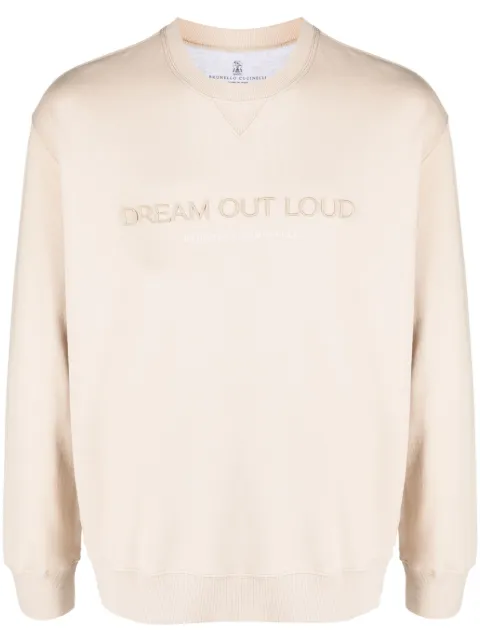 Brunello Cucinelli embroidered slogan-design sweatshirt