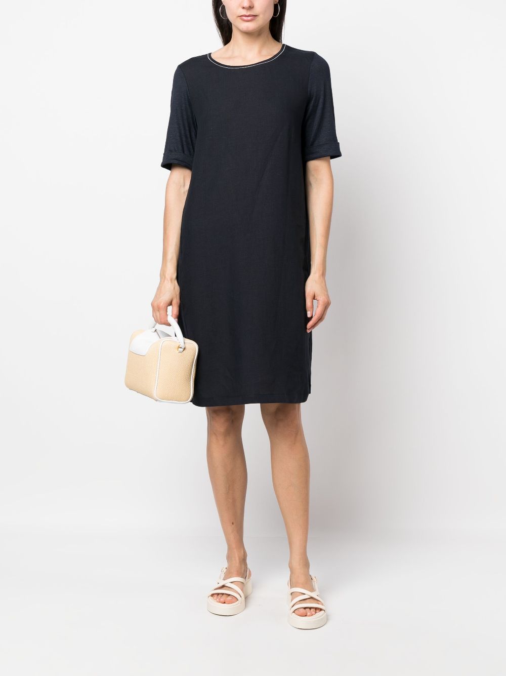 Le Tricot Perugia short-sleeve Linen Shift Dress - Farfetch