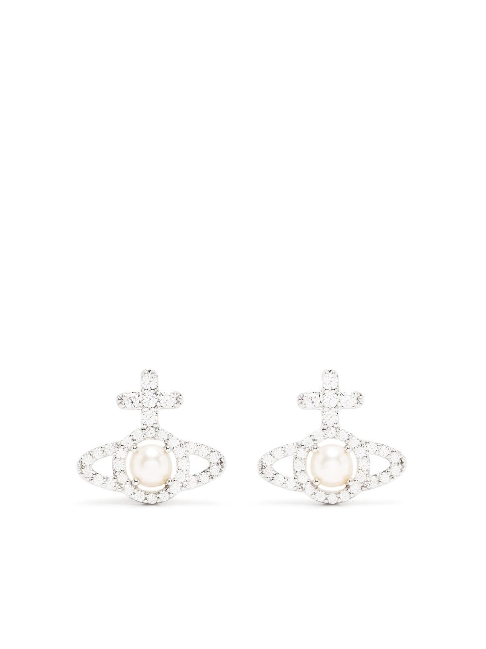 Vivienne Westwood Orb Crystal-embellished Earrings In Silber