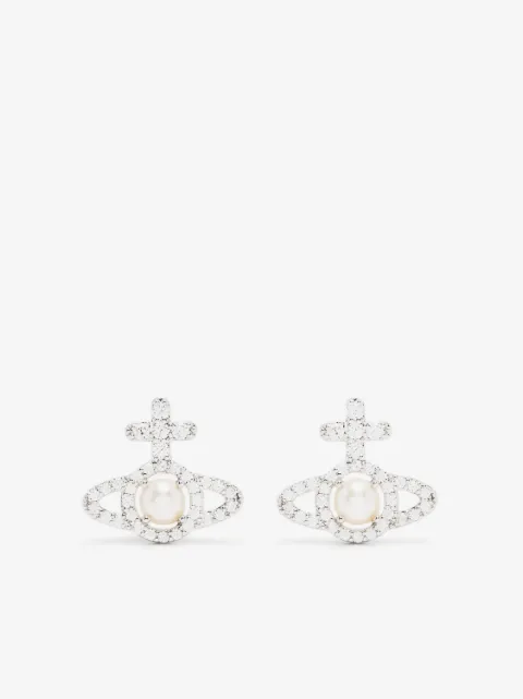Vivienne Westwood aretes con motivo Orb con perla