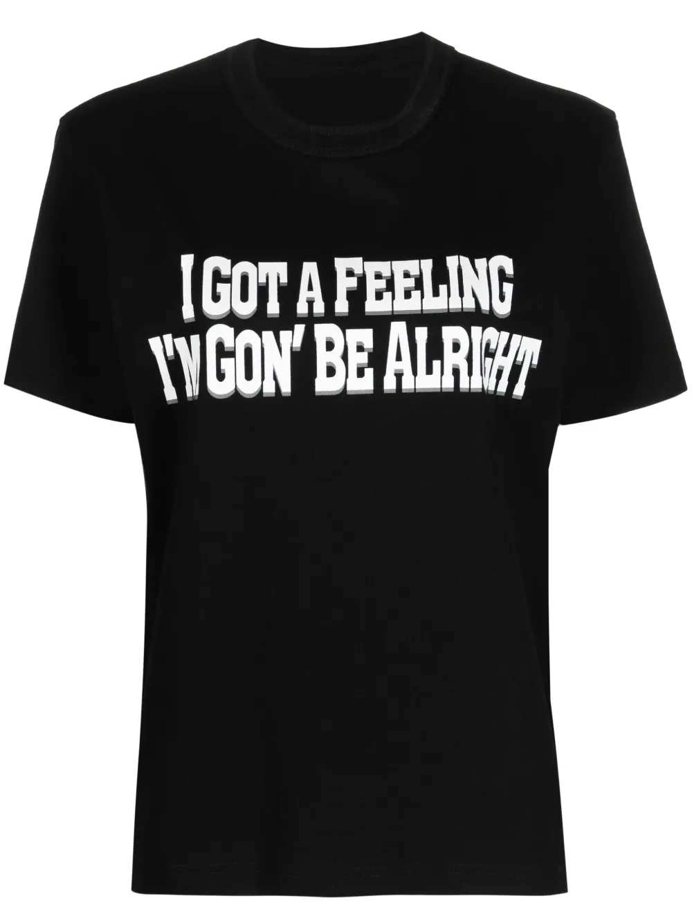 Sacai Slogan-print Cotton T-shirt In Black (black)