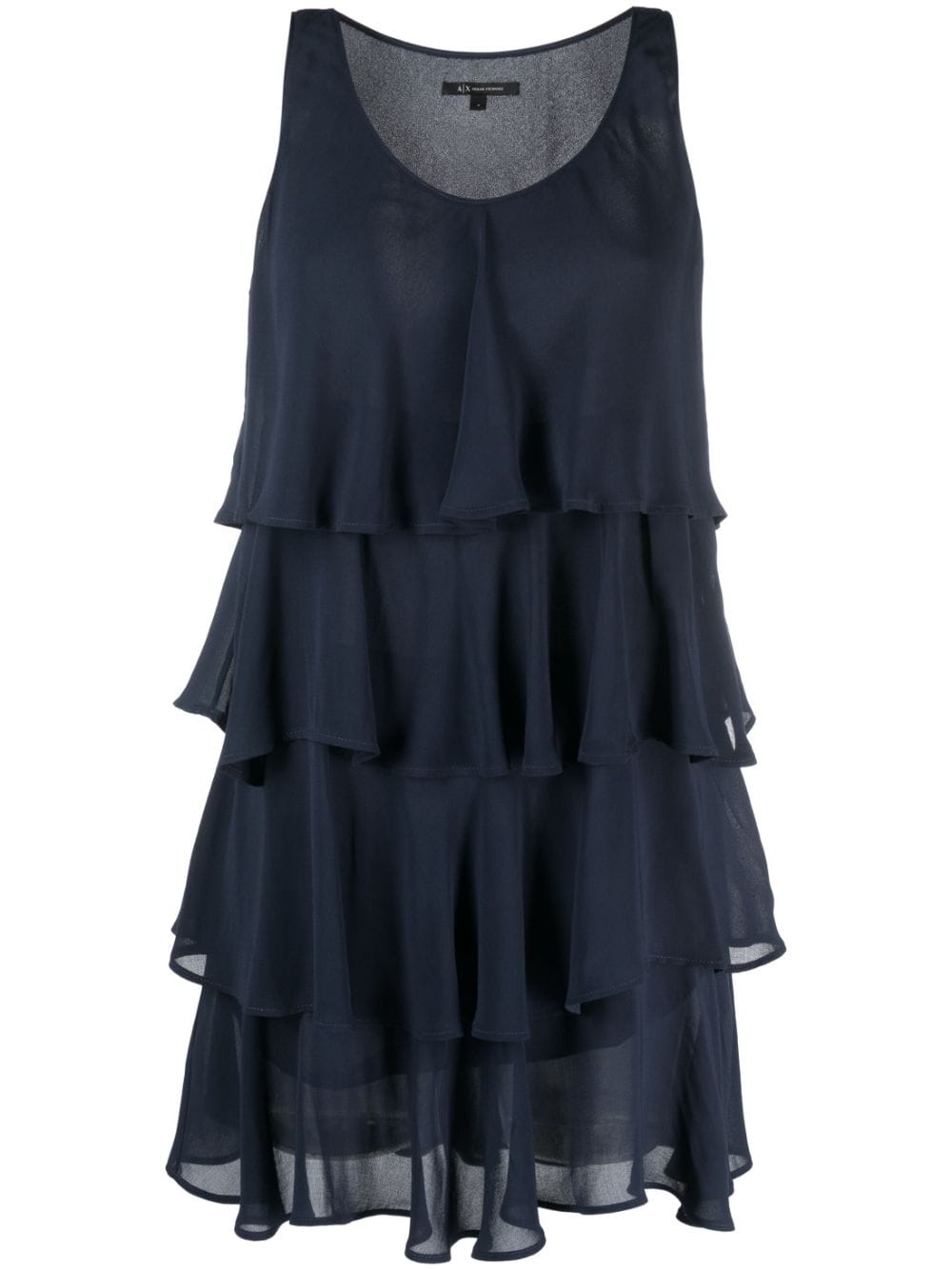 Armani Exchange Ruffled Crepe Short Dress In Blue