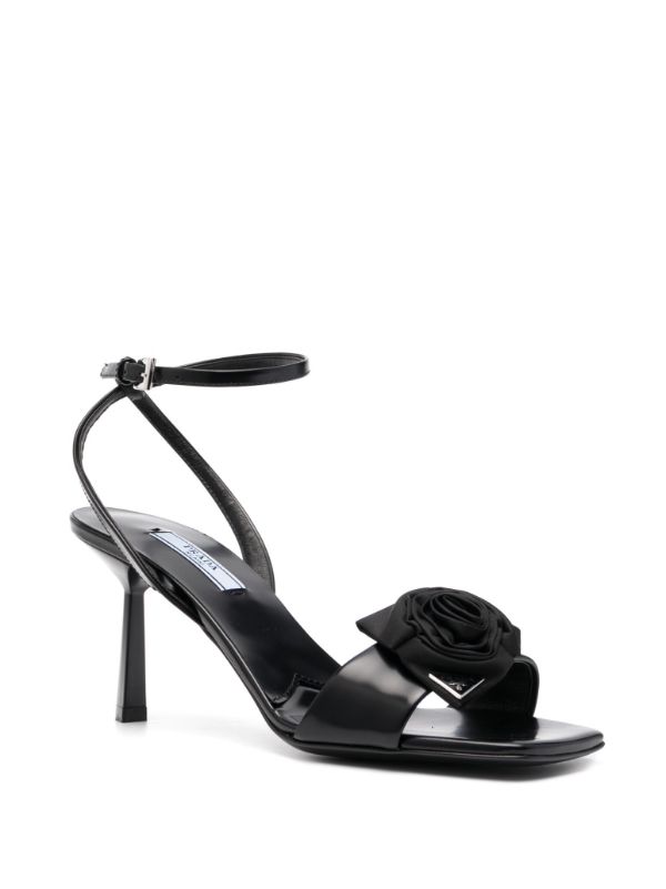 Prada appliquéd discount patent leather sandals