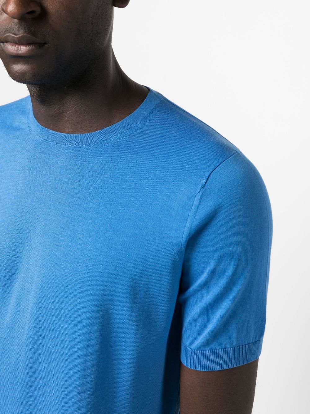 Shop Laneus Cotton-silk-blend T-shirt In Blue
