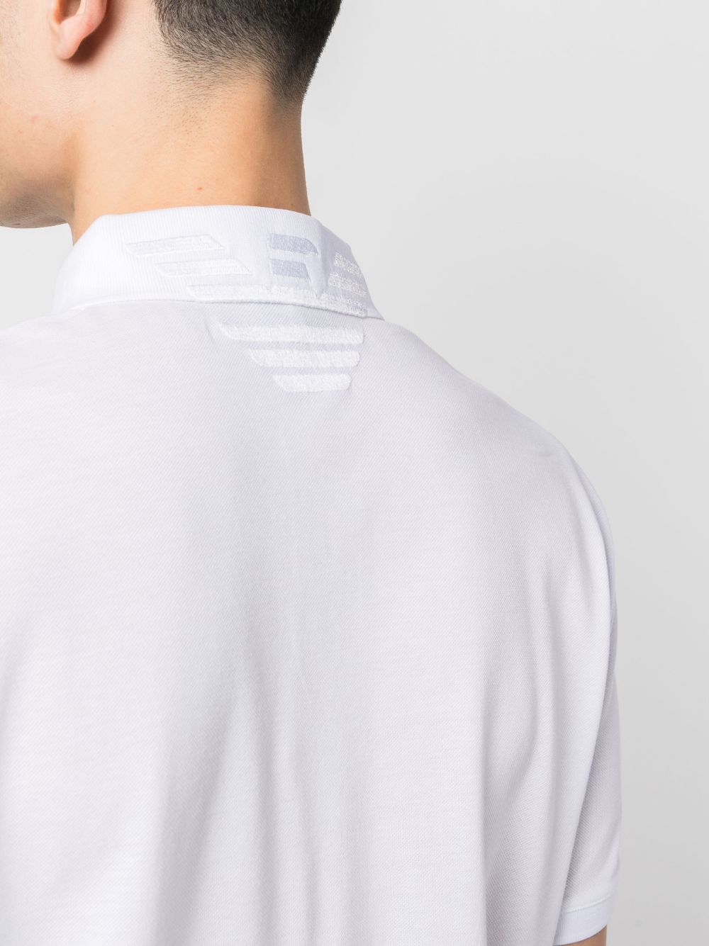 Shop Emporio Armani Tonal Embroidered-logo Polo Shirt In Weiss