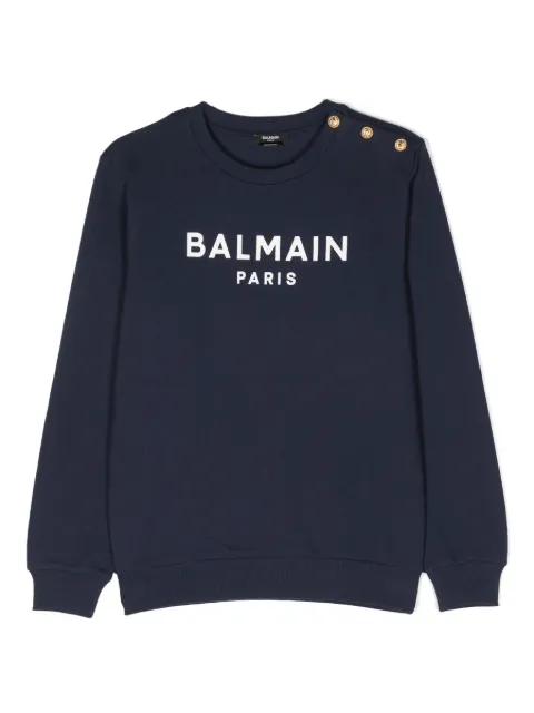 Balmain Kids logo-print cotton sweatshirt