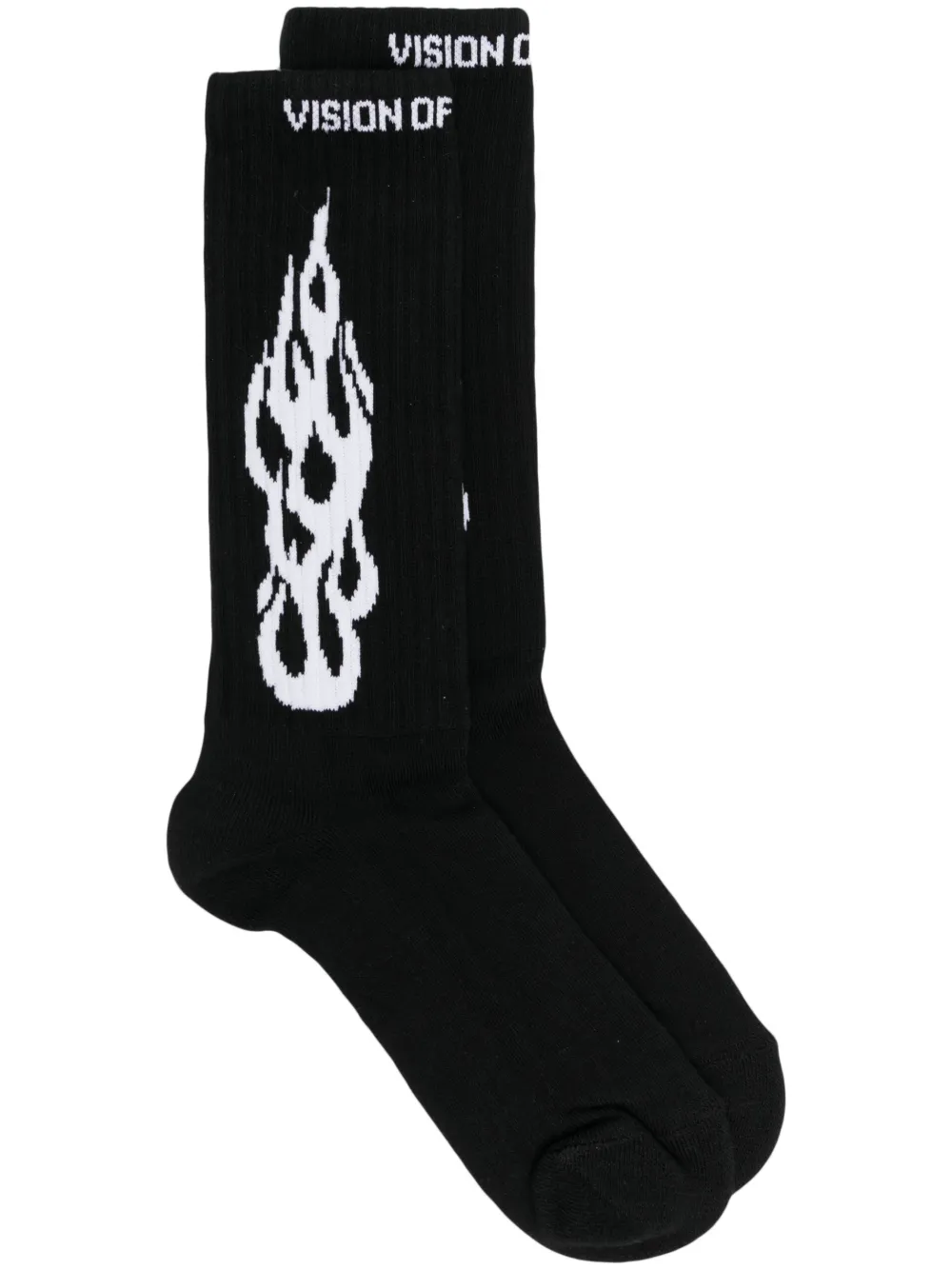 Vision Of Super flame-motif ribbed-knit socks - Black