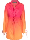 ANDREĀDAMO gradient-effect gathered-detail short dress - Orange